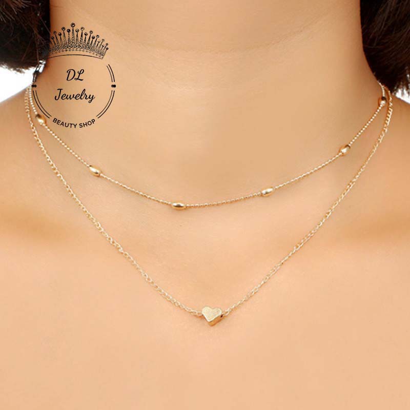 Vòng cổ hai dây mặt tim thời trang nữ tính,vồng cổ mặt trái tim DL.Jewelry Mã DL - 125