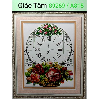 Tranh in tráng gương ĐỒNG HỒ BÔNG HOA HỒNG - 48x59cm - 89269 A815 - tranh in tráng gương đã có khung