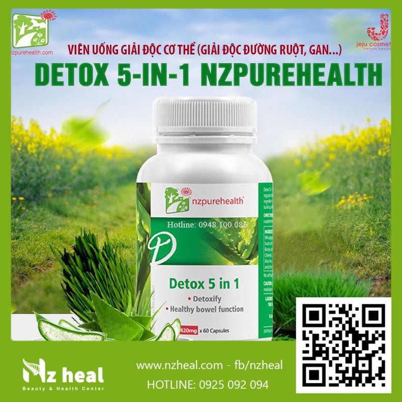 Thanh Lọc Cơ Thể (Đường ruột, gan…) Detox 5in1 NZPureHealth 60 viên