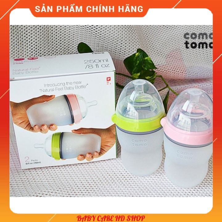 Bình Sữa COMOTOMO Cho Bé 🧡[FREESHIP]🧡 Silicon cao cấp 250 ml