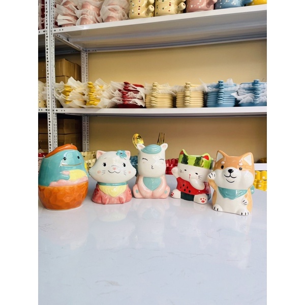 Ống đũa, ống bút trang trí bằng gốm sứ decor hình thú siêu đẹp