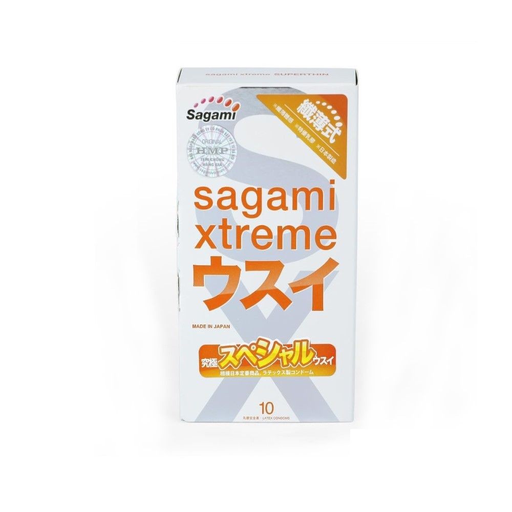 Bao Cao Su Sagami Super Xtreme Siêu Mỏng Chính Hãng Xuất Xứ Nhật Bản Hộp 10c cao cấp