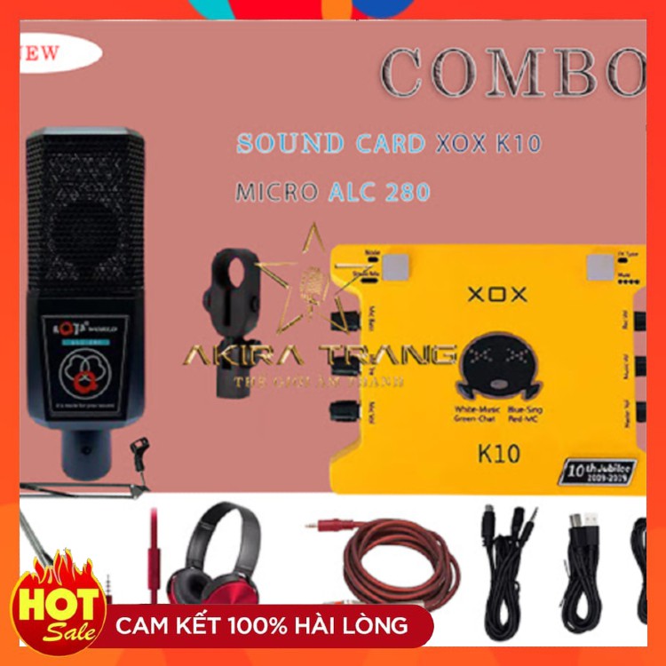 Trọn Bộ Sound Card Thu Âm XOX K10 Mic ALC AQ280 Tặng Kèm Dây Kết Nối Và Tai Nghe Sony Kiểm Âm Bảo Hành 12 Tháng