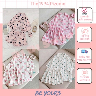 Bộ pijama cộc nữ, bộ đồ mặc nhà chất lụa kate thái loại đẹp