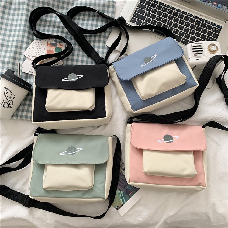 Túi Đeo Chéo Canvas Dáng Vuông Nhỏ Phong Cách Nhật Hàn Trẻ Trung