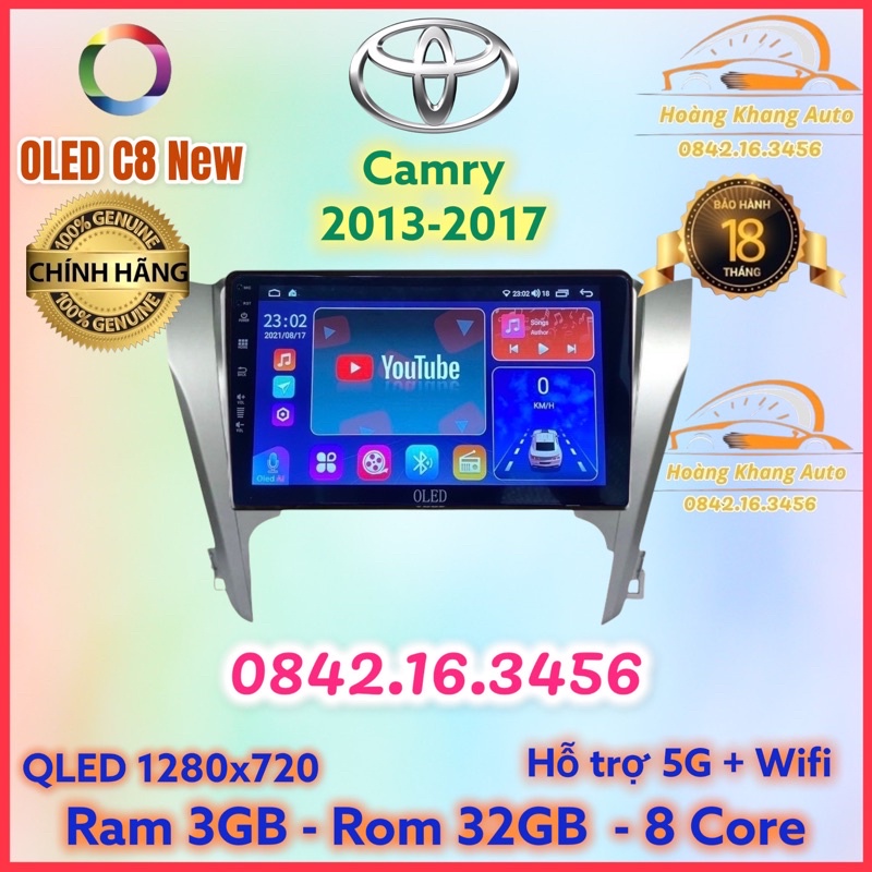 Màn hình android OLED C8 New theo xe Camry 2013 - 2017  kèm dưỡng và jack nguồn zin theo xe