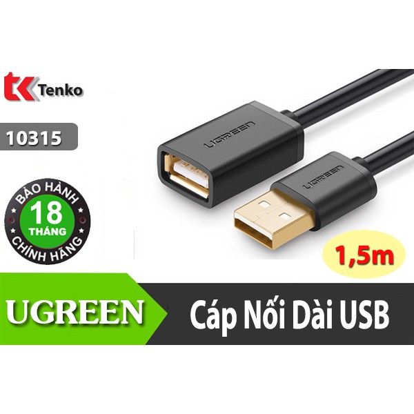 Cáp USB 2.0 nối dài 1,5m Ugreen UG-10315