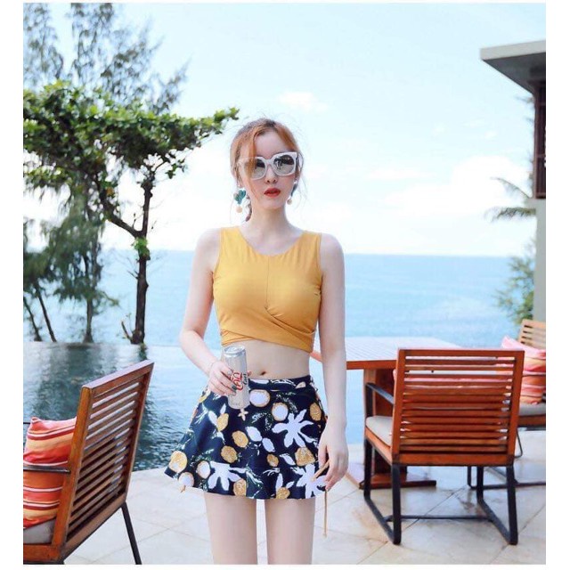Set bộ bơi, bộ tắm bikini đi biển 2 mảnh áo croptop cực xinh
