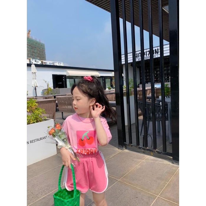 Lyvyshop- (Cotton SG chính phẩm) Bộ cộc tay form Croptop cho bé gái 09-28kg (giá 01 bộ)