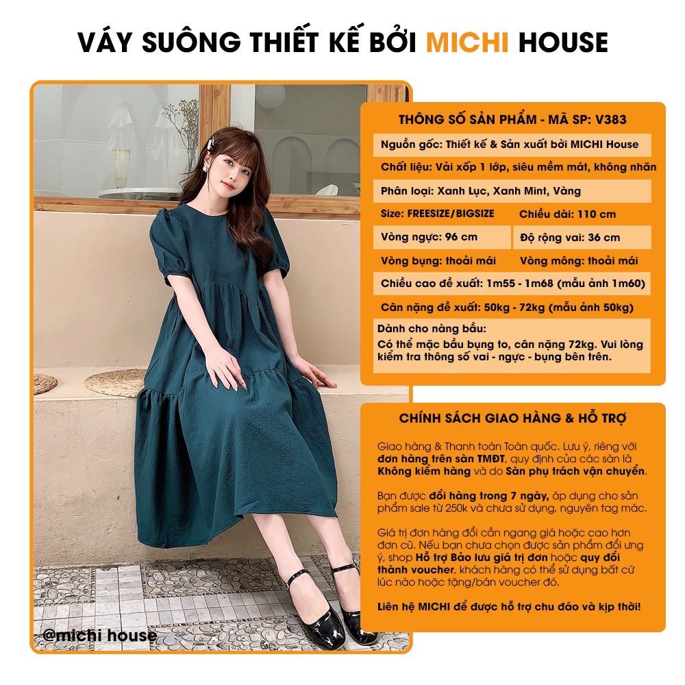 Đầm Babydoll Dáng Suông Dài MICHI House V383 Váy Xuông Chất Xốp Mát Freesize Dễ Mặc Xinh | BigBuy360 - bigbuy360.vn