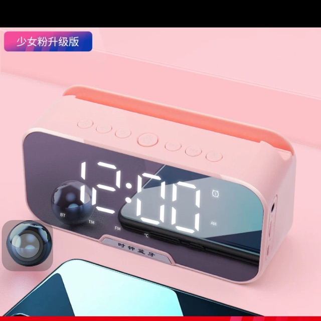 👍Đồng Hồ Loa G10 Mặt Gương Hiển Thị Đèn Led - Loa Bluetooth - Đài FM - Đồng Hồ Báo Thức 3 in 1