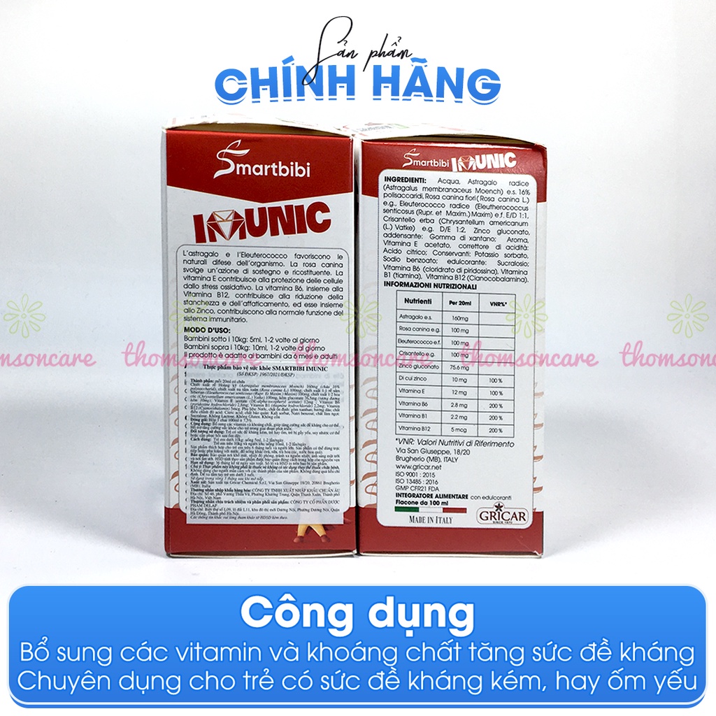 Smartbibi Imunic tăng cường sức khỏe đề kháng cho bé, bổ sung các vitamin và các khoáng chất Smart bibi