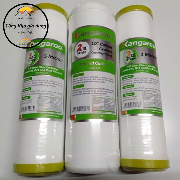 Bộ Lõi lọc nước Kangaroo - Lõi 1/2/3 - cam kết hàng Chính hãng của kangaroo