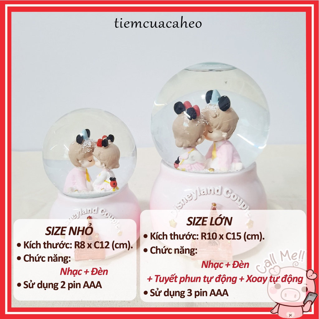 Quả Cầu Phun Tuyết Tự Động Cặp Đôi Có Nhạc, Đèn. Quà Tặng Lưu Niệm Couple Sinh Nhật, Dịp Lễ Tiệm Của Cá Heo