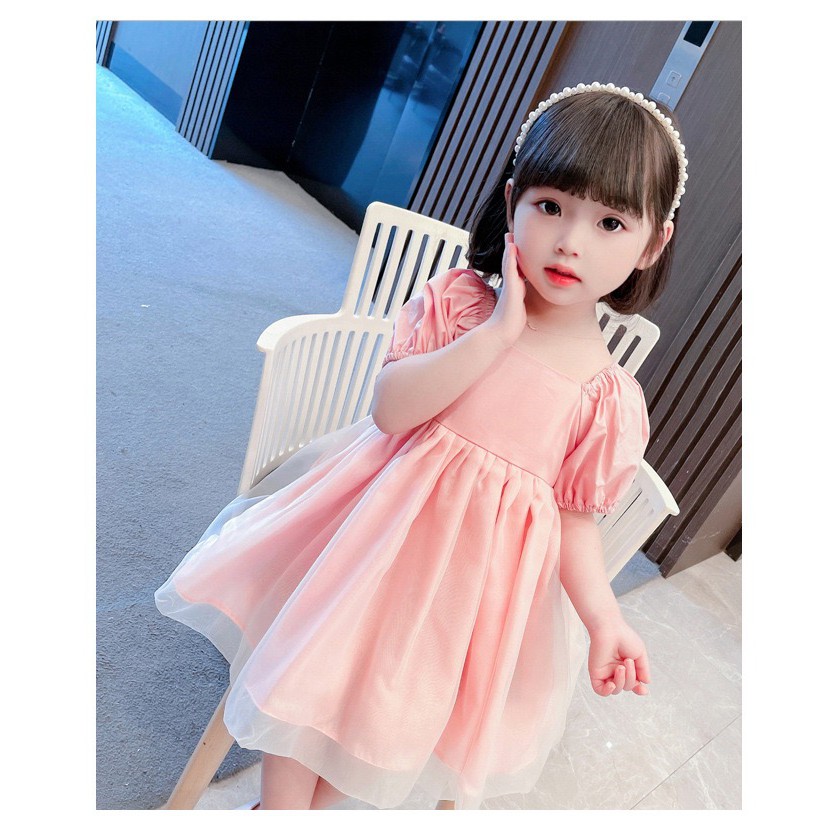 Váy bé gái kiểu Hàn Quốc công chúa dành cho mùa hè từ 6 tháng 1 tuổi 2 tuổi PUCASHOP