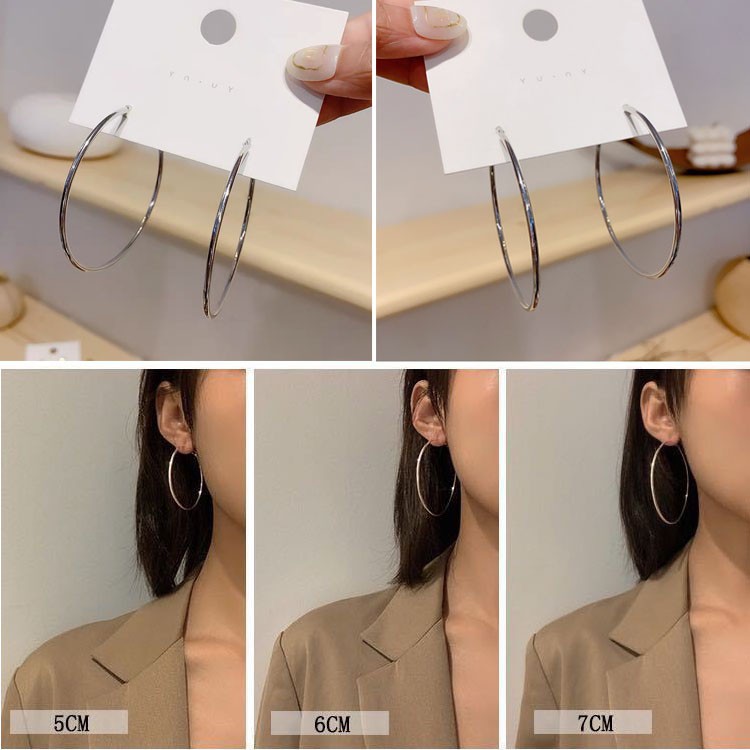 Khuyên tai bông tai nữ vòng tròn to sáng cá tính BT01