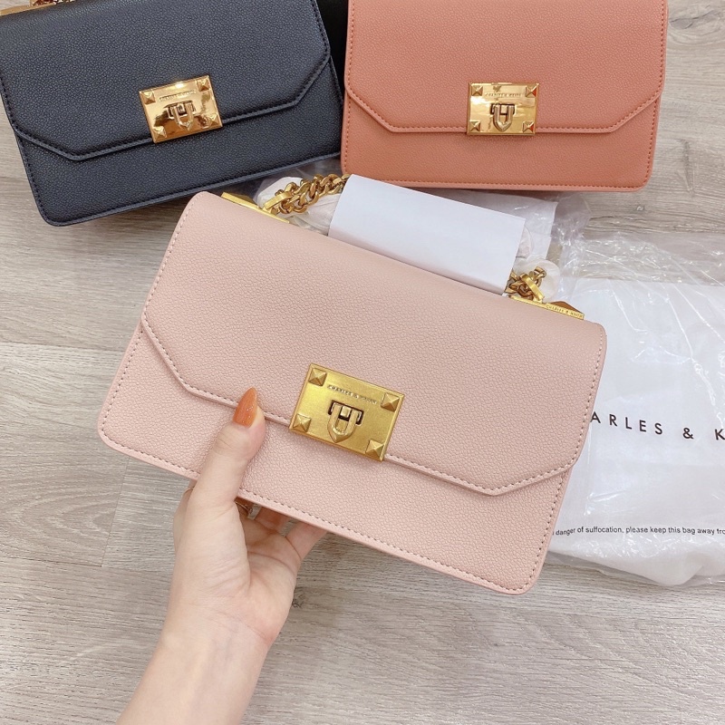 (Túi giấy hãng) Túi khuy nhọn da sần