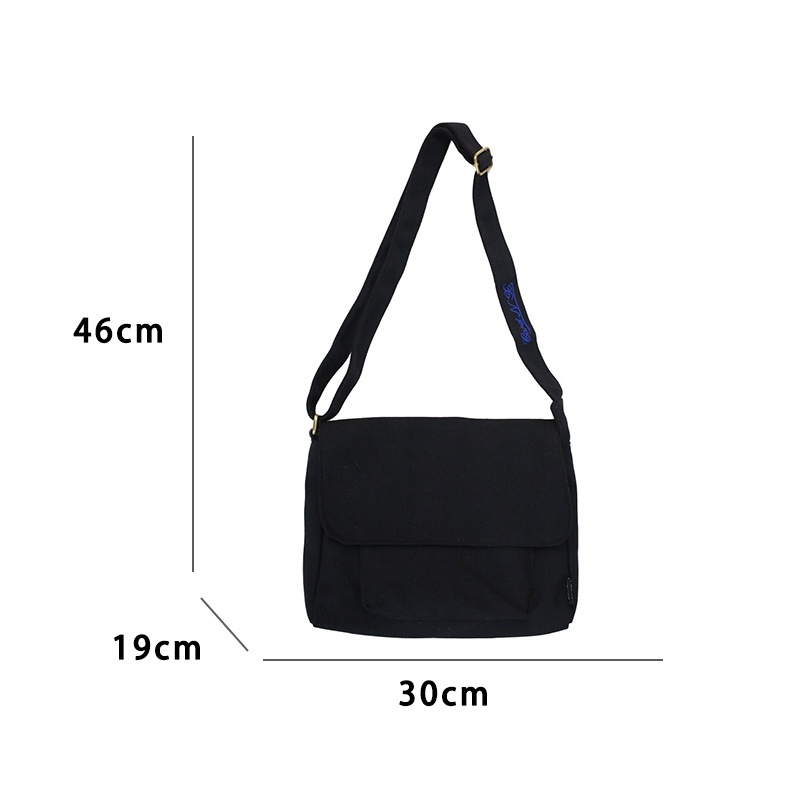 Túi xách Leacat 65165546 vải canvas đeo chéo thêu chữ thời trang cho nữ