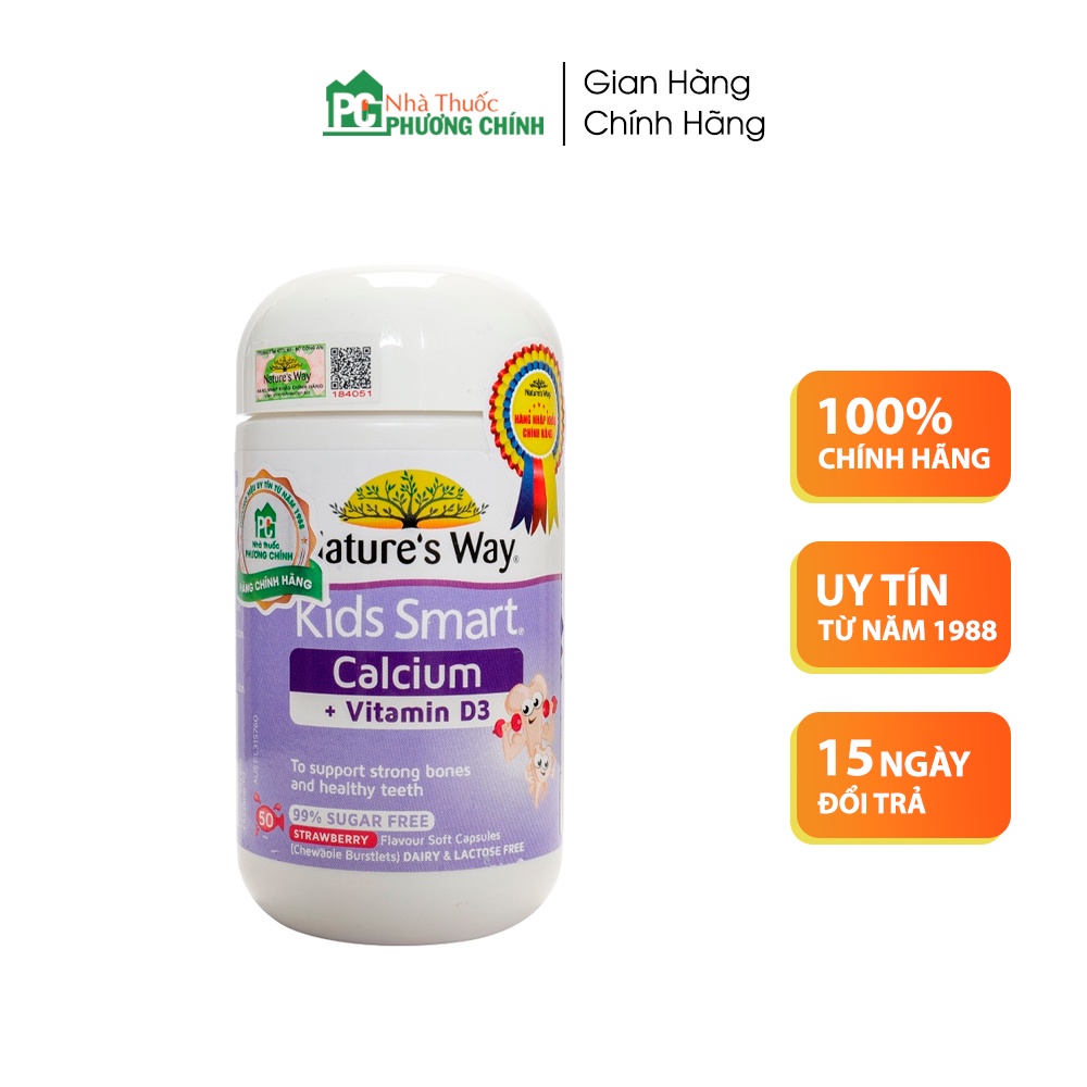 Canxi Cho Bé Kids Smart Calcium + Vitamin D3 Burstlets Nature's Way