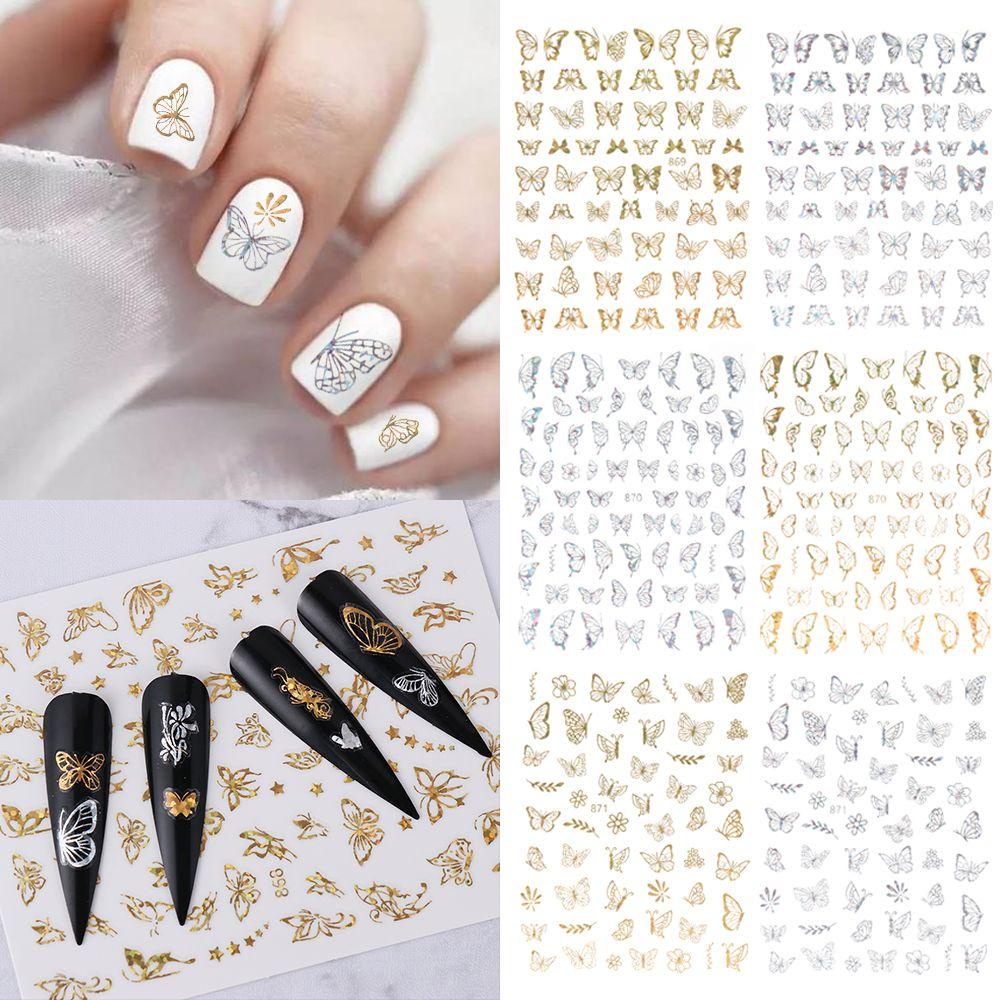 MAXG Sticker Dán Móng Nghệ Thuật Màu Vàng / Bạc Holographic