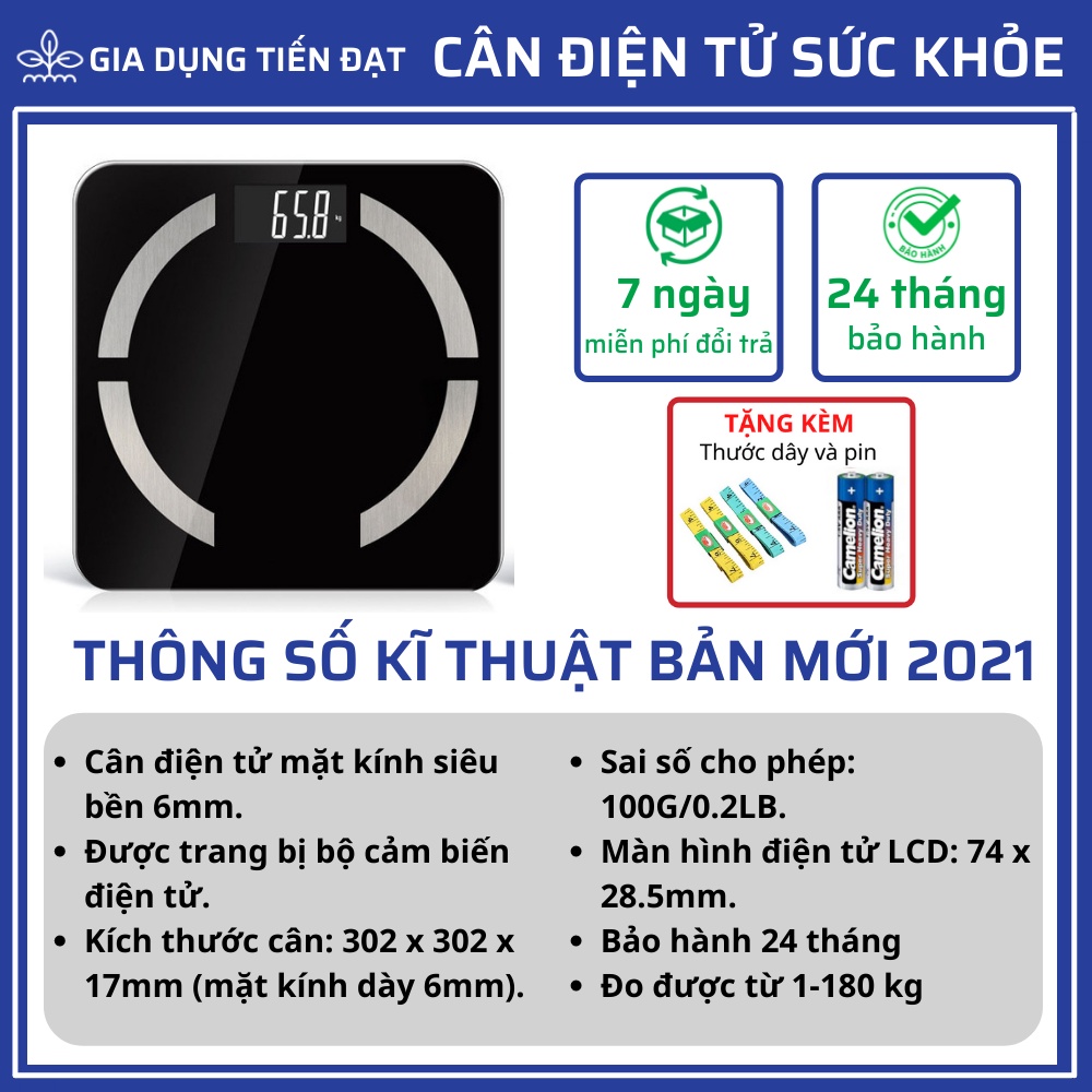 Cân điện tử sức khỏe kết nối Bluetooth Đo Mỡ Máu, Lượng Cơ, Tỉ Lệ Mỡ Cơ Thể Kết Nối App Điện Thoại