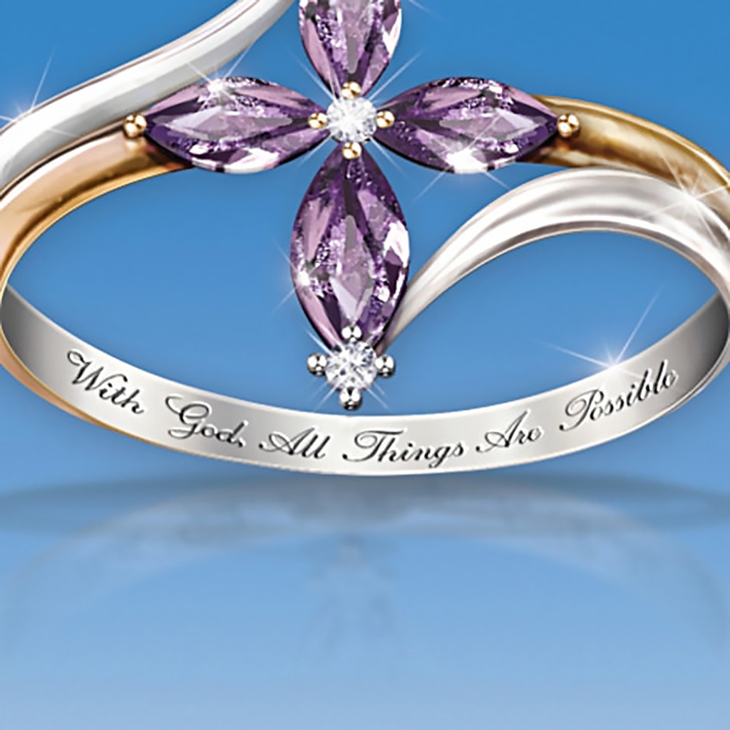 Nhẫn Nữ Đính Đá Thạch Anh Tím Thời Trang