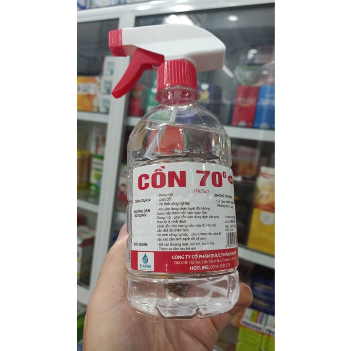 Cồn 90 độ, 70 độ Vĩnh Phúc Sát Trùng Diệt khuẩn có vòi xịt Chai 500ml, 1000 ml
