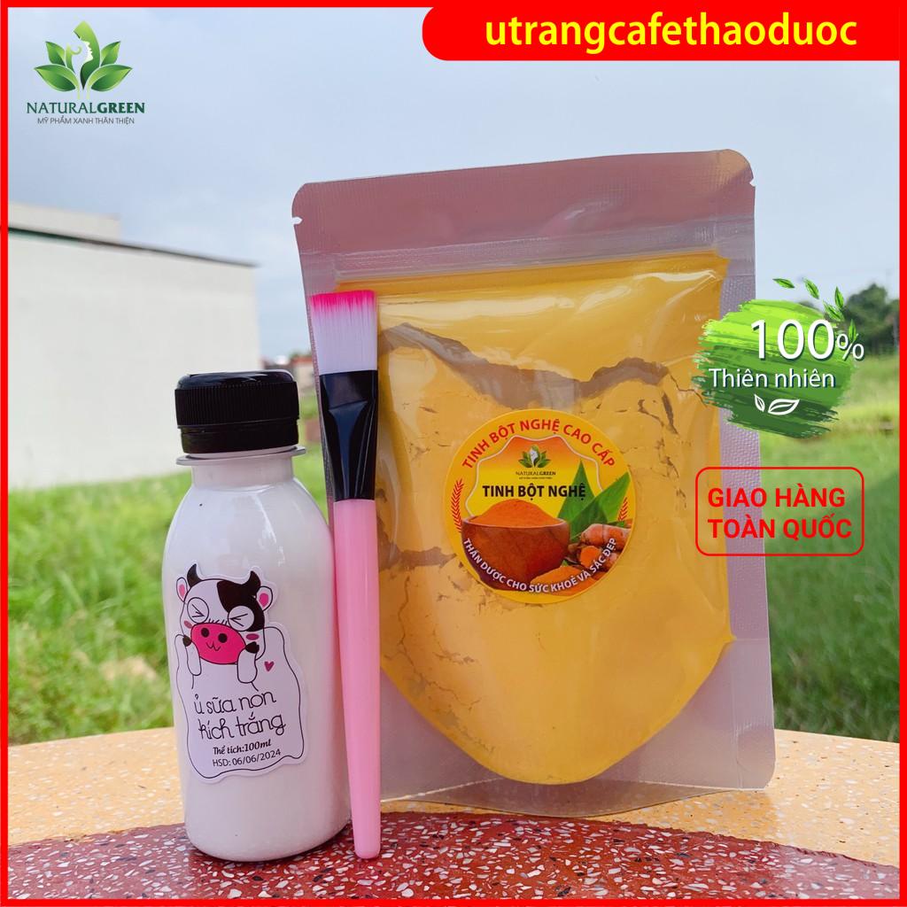 ( Combo 3 sản phẩm) Tinh bột nghệ + ủ kích trắng sữa non con bò + cọ đắp mặt làm trắng da, giảm thâm nám, tàn nhang | BigBuy360 - bigbuy360.vn