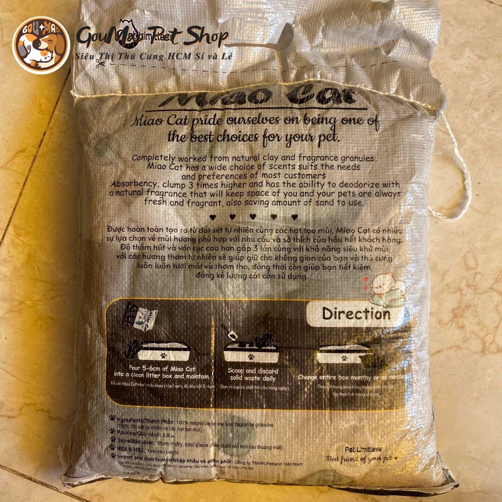 [Chính hãng] Cát vệ sinh cho mèo Petland Miao - Cát đất sét 8,8L