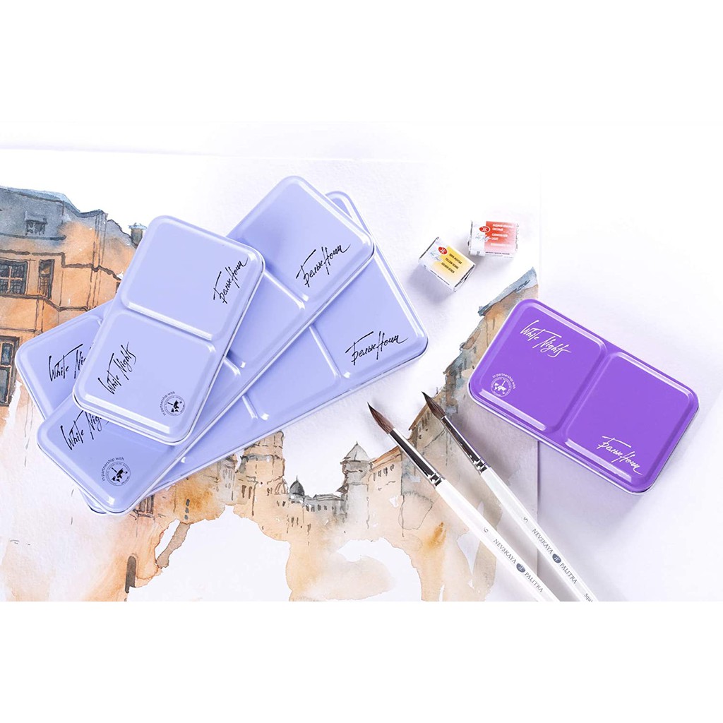 Màu nước White Night bộ 12/21 màu, hộp thiếc lavender