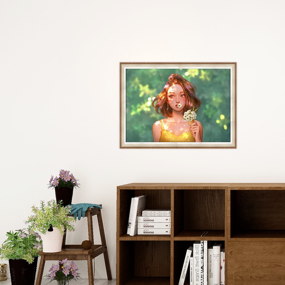 Bộ tranh đính đá 5D họa tiết cô gái xinh xắn trang trí nhà cửa đẹp mắt DIY