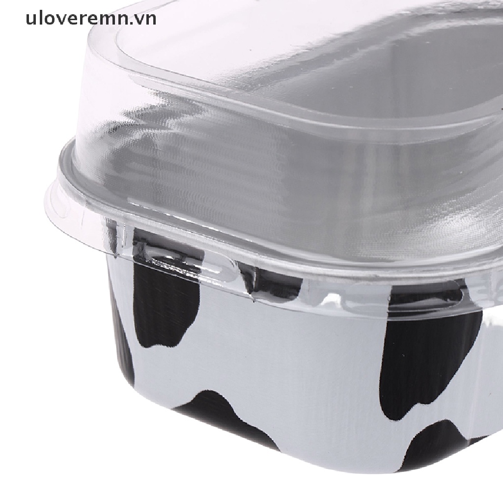 Set 10 Khuôn Làm Bánh Hình Chữ Nhật Bằng Lá Nhôm Có Nắp Đậy