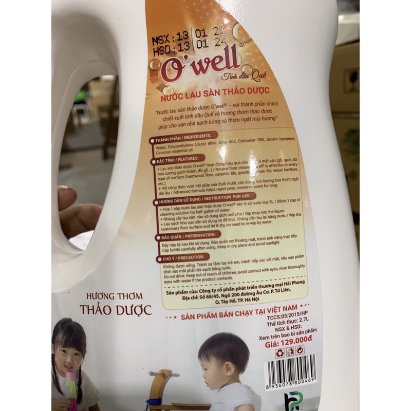 Thùng 04 Can Nước Lau Sàn Owell