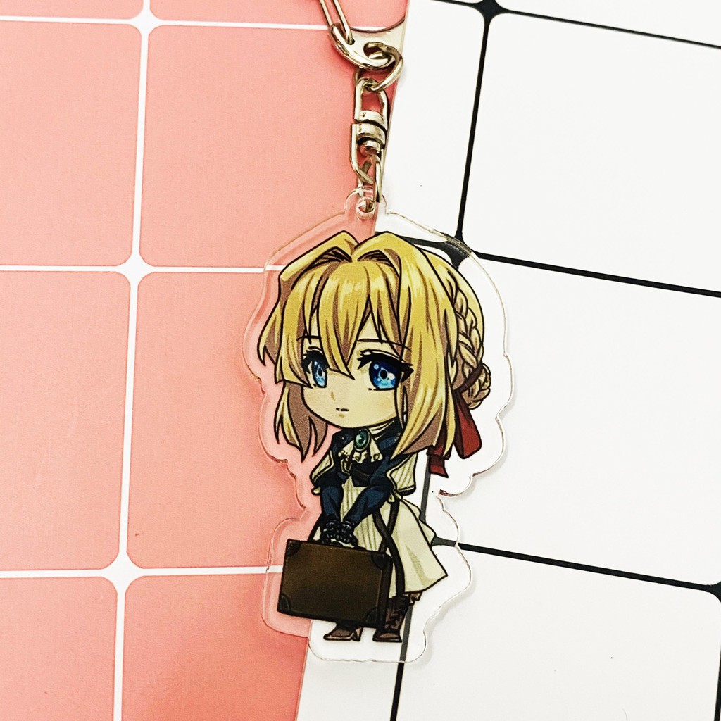 ( Mica trong acrylic ) Móc khóa Violet Evergarden quà tặng xinh xắn dễ thương in hình anime chibi