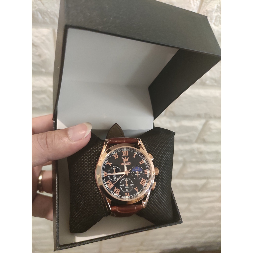 Đồng Hồ Nam dây da Olevs 2871 chính hãng chống nước , sang trọng ,đẳng cấp, chạy Full 6 kim-Gozid.watches