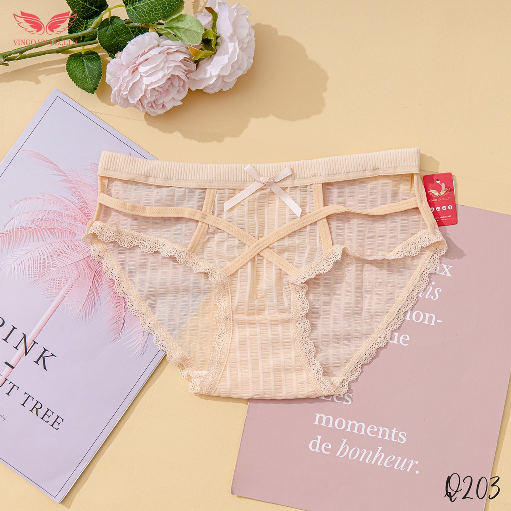 VINGO Quần Lót Nữ Dây Đan Chéo Chất Ren Gân Thấm Hút Kháng Khuẩn Q203 VNGO | BigBuy360 - bigbuy360.vn