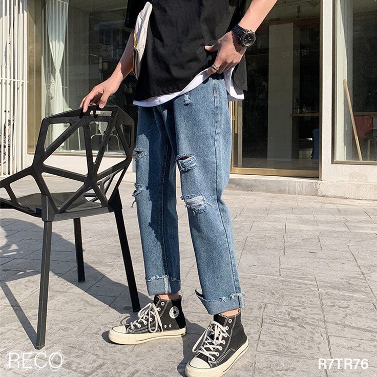 Quần jean nam nữ  Hàn Quốc cao cấp dáng rộng Trousers Loose R7TR76 Unisex