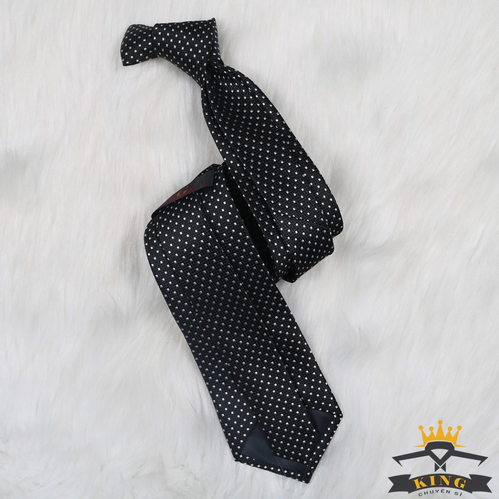 Cà vạt nam đen KING caravat nam chấm bi, cavat công sở, đơn giản thanh lịch C052