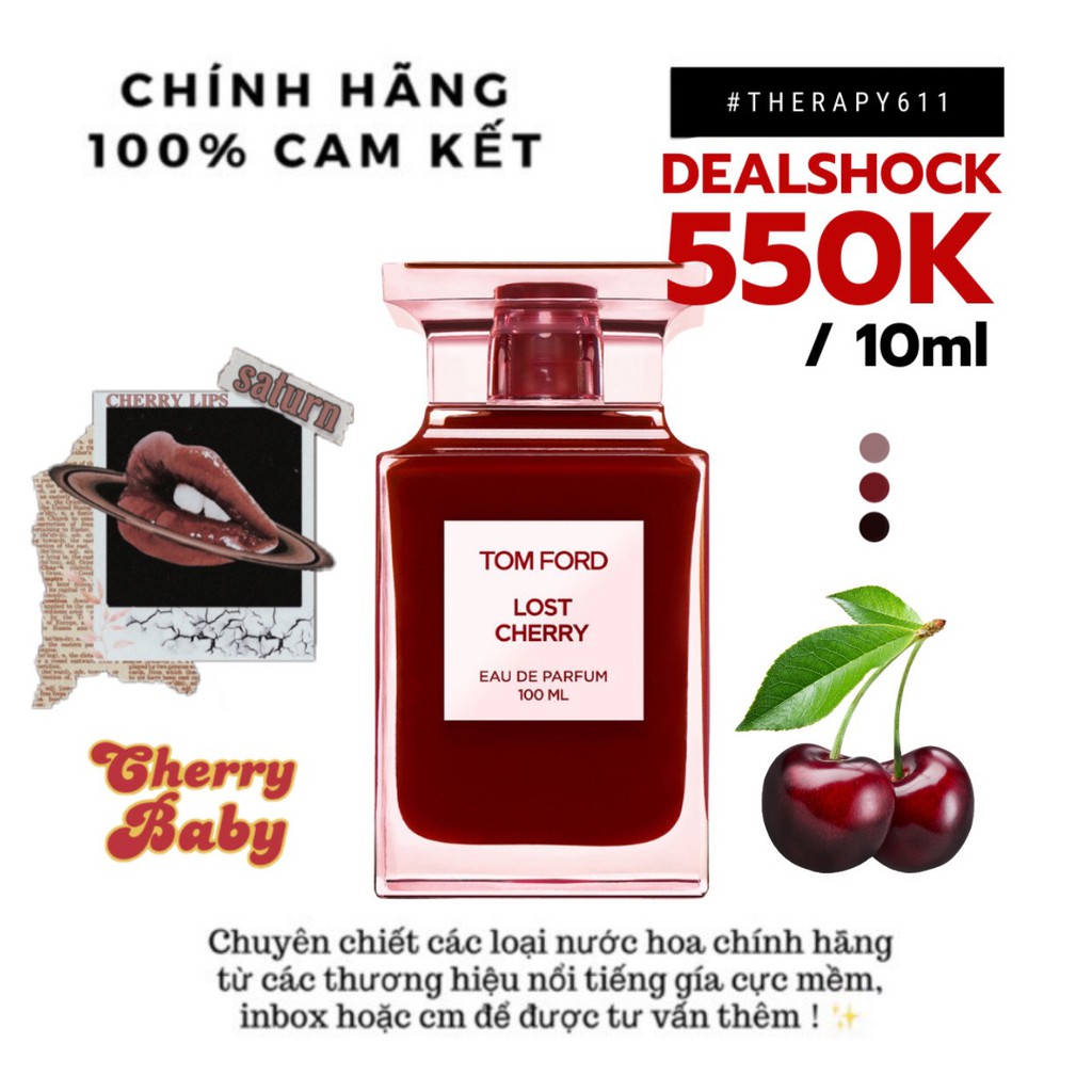 [𝗦𝗔𝗟𝗘]..::✨Nước Hoa dùng thử Tom Ford Unisex Lost Cherry của hãng TOM FORD 10ml✨::..