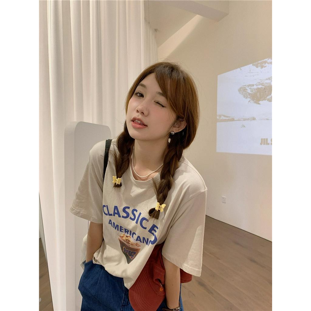 Áo Thun Cotton Ngắn Tay In Hình Dễ Thương Thời Trang Mùa Hè 63282