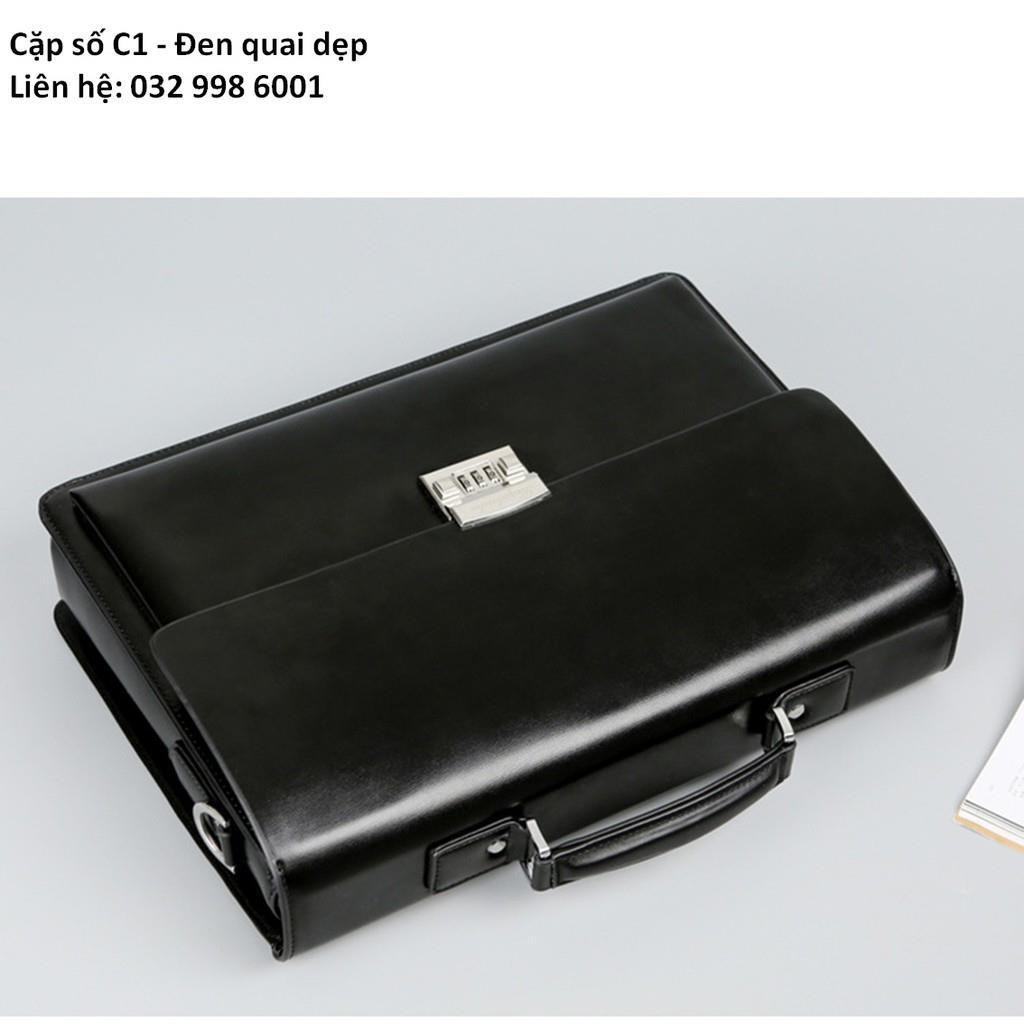 tt [sale] Cặp da khóa số CK03 đen C1