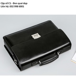 tt [sale] Cặp da khóa số CK03 đen C1