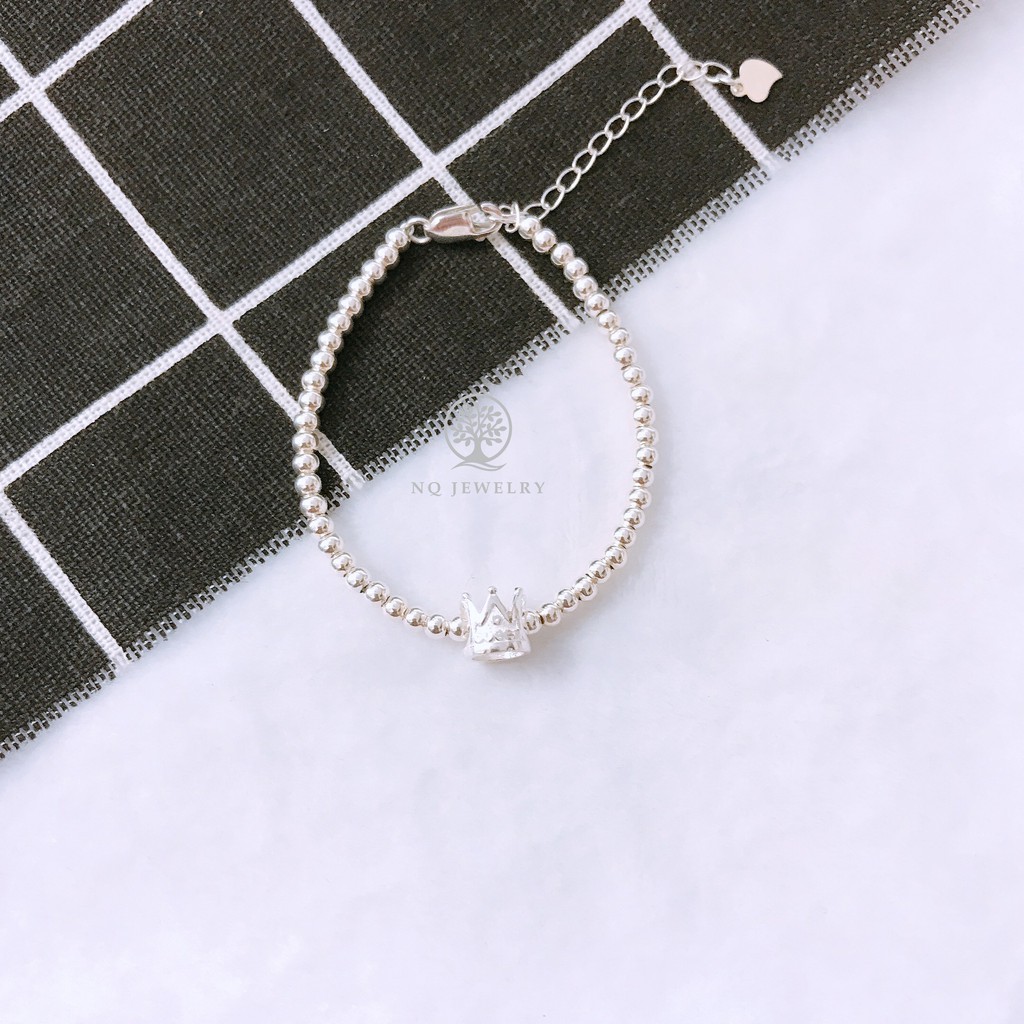 Lắc bi bạc 3mm vương miệng đế vương - Lắc bạc nữ