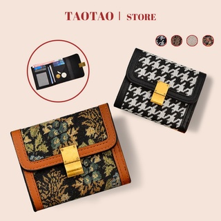 Ví ngắn nữ caro ví bóp mini canvas ví gập houndstooth