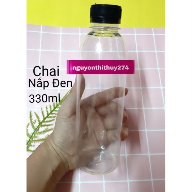Combo 10 Chai nhựa tròn nắp đen 330ml đựng keo sữa, đồ uống