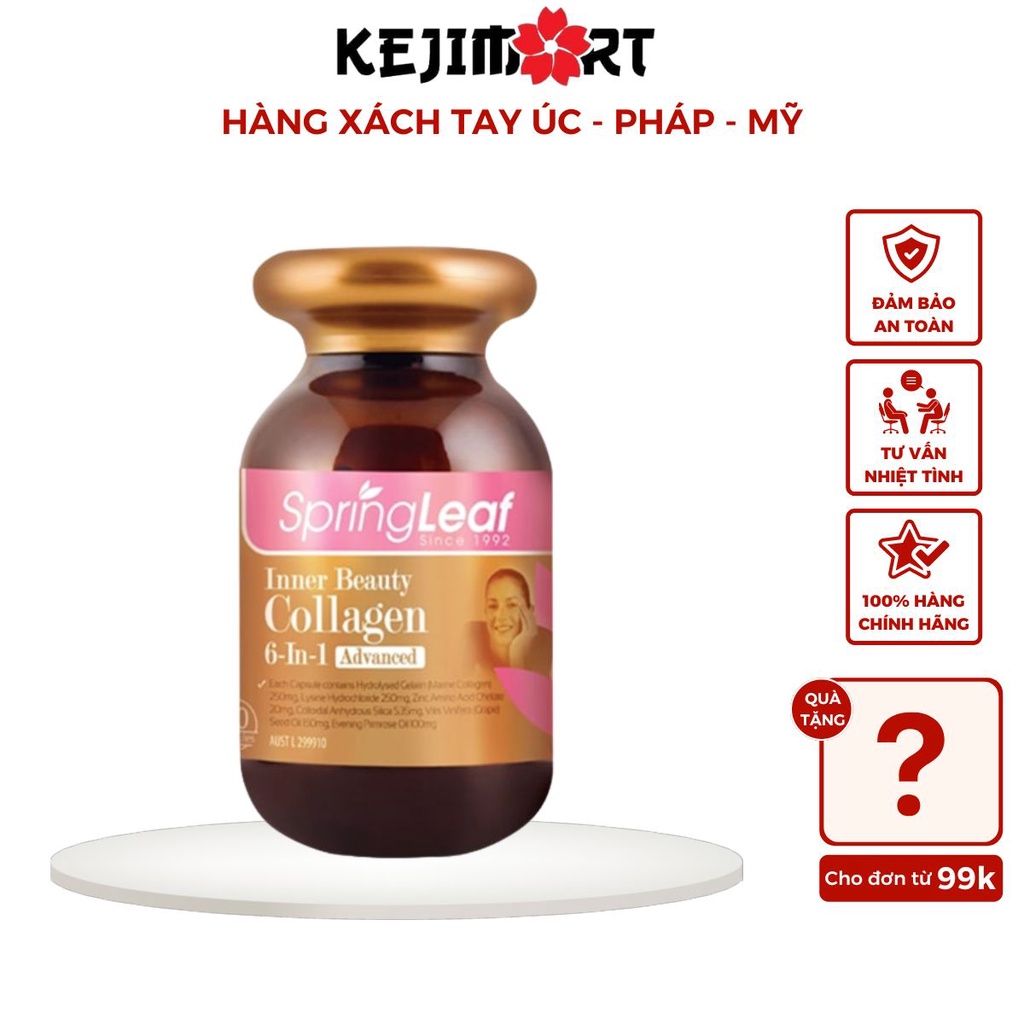 Viên uống Collagen SpringLeaf Inner Beauty Collagen 6in1 Úc hộp 180 viên