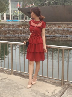 Đầm voan tầng nơ eo phối ren 🍓🍓🍓