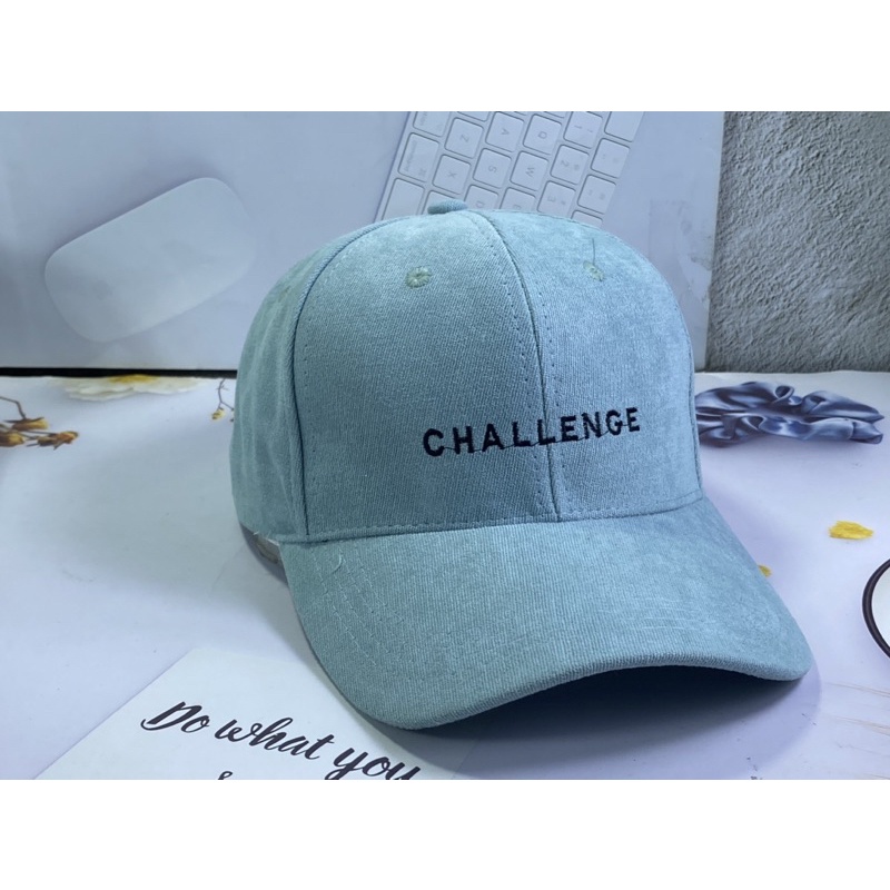 Nón kết nhung mịm - mũ lưỡi trai hàn quốc thêu CHALLENGE thời trang nam nữ