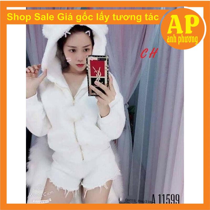 Áo lông tai gấu kèm ảnh thật 100%