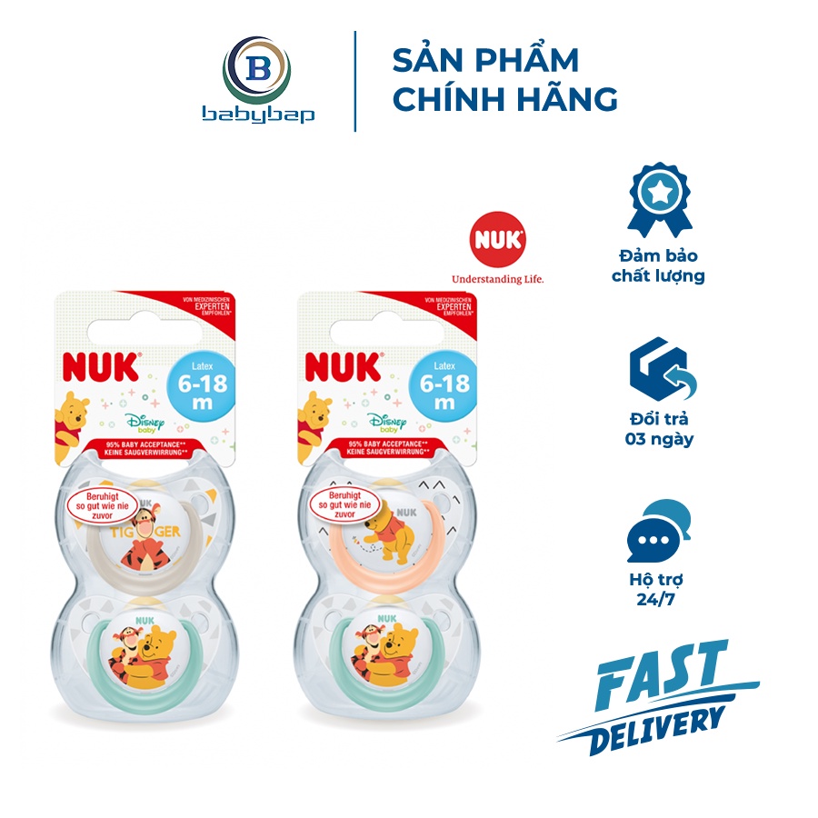 Bộ 2 Ti Giả NUK Sleeptime Cao Su Plus  An Toàn, Siêu Mềm Và Khó Rách